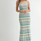 MABLE Lightweight Pointelle Chevron Knit Maxi Dress