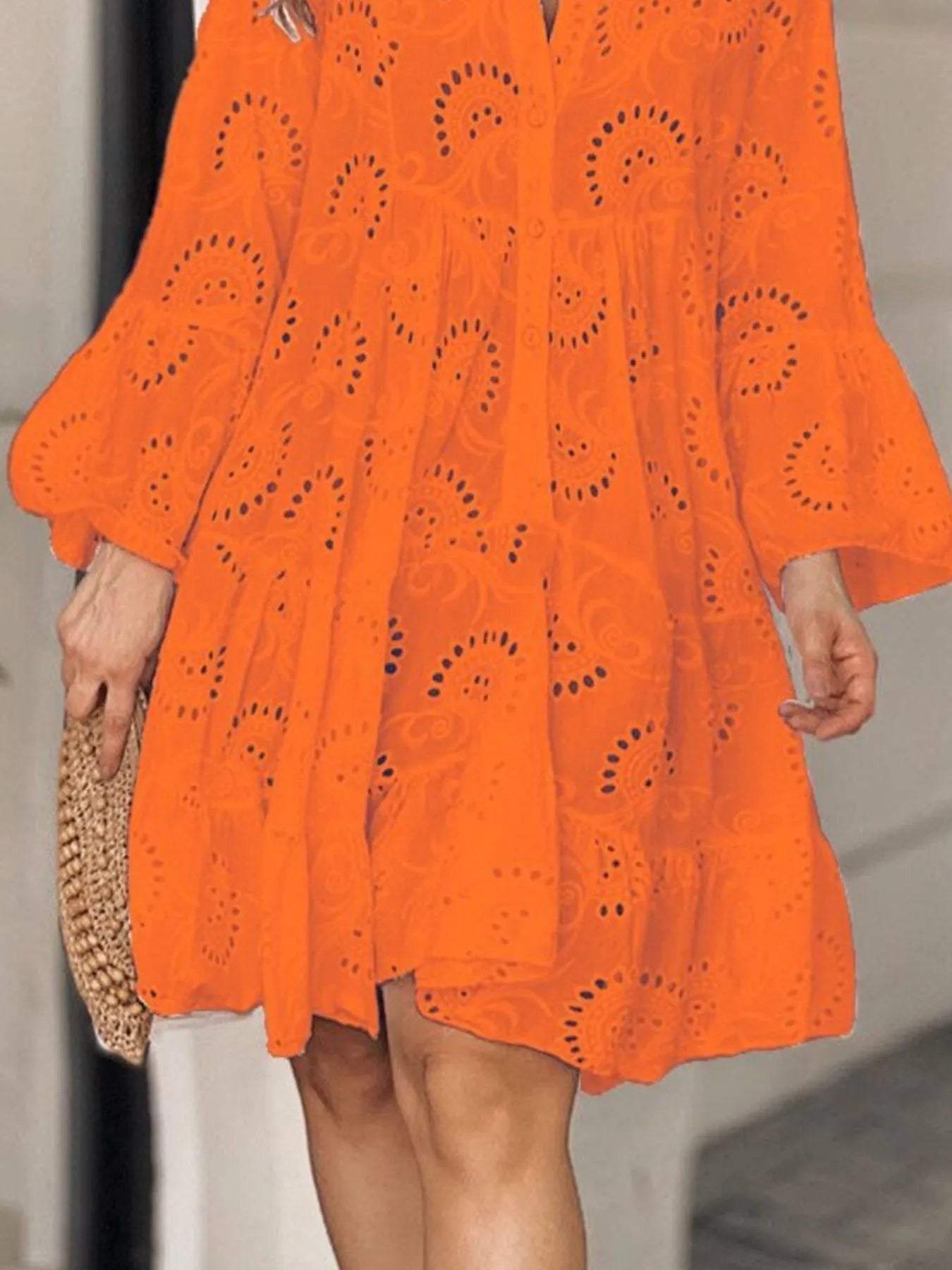 Full Size Eyelet Ruffled Hem Tiered Dress Plus Size | Mini Dresses Daverri Fashions