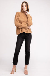 Hooded Brushed Melange Hacci Sweater Sweaters