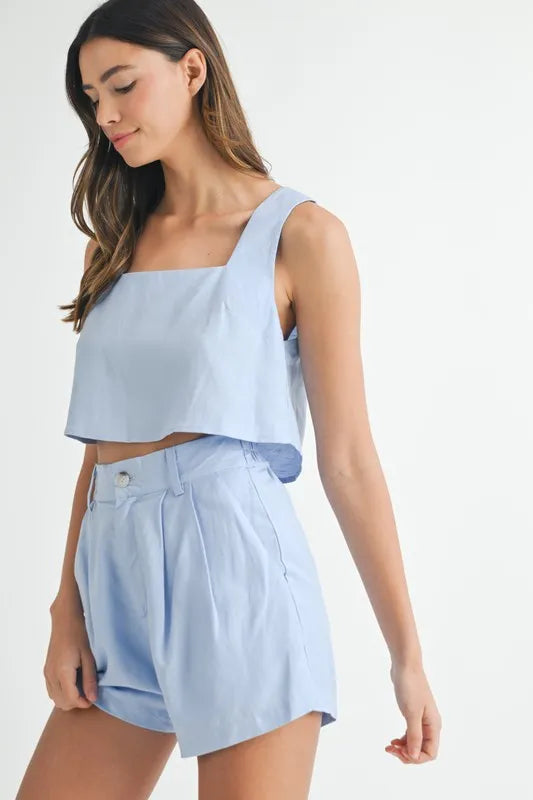 MABLE Sleeveless Crop Top and Shorts Set