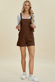 Double Take Textured Shortalls Plus Size Shortalls