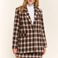 And The Why Full Size Plaid Brushed One Button Blazer - DAVERRI FASHIONS