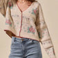 SO ME Floral Pattern Long Sleeve Button Sweater Cardigan - DAVERRI FASHIONS