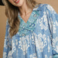 Umgee Printed Long Sleeve Blouse Blouses
