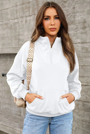 Quarter Zip Dropped Shoulder Sweatshirt | Sweatshirts Daverri Fashions