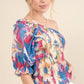 And The Why Allover Floral Print Smocked One Shoulder Blouse - DAVERRI FASHIONS