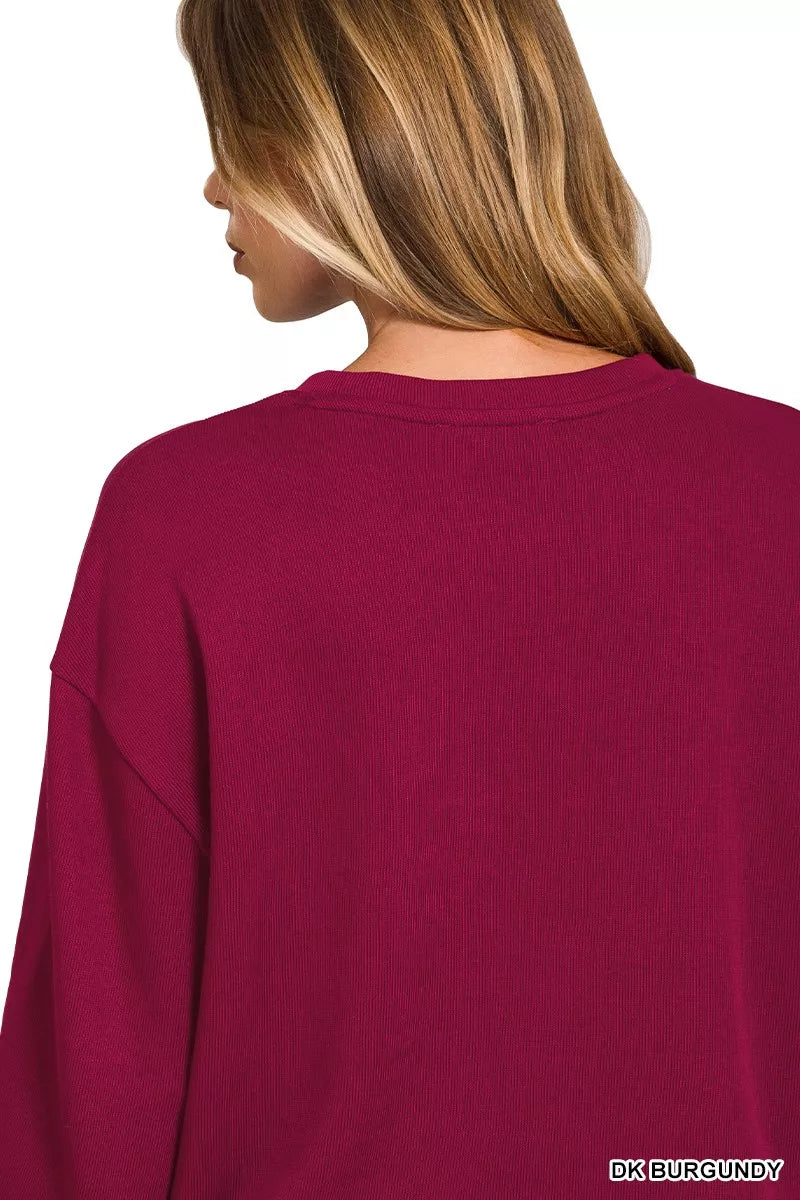 Zenana French Rib Pullover and Pants Set | Daverri Fashions