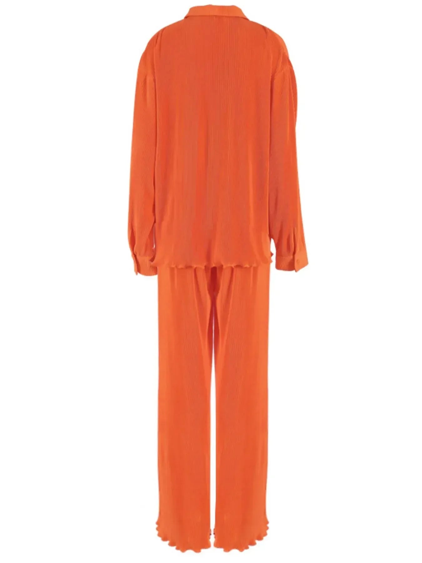 Button Up Long Sleeve Top and Pants Set - DAVERRI FASHIONS