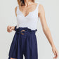 Cotton Bleu by Nu Label Buckle Belt Cotton Linen Shorts Navy Shorts