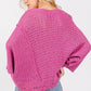 SAGE + FIG Magenta Distressed Asymmetrical Open Stitch Sweater - DAVERRI FASHIONS