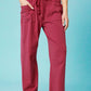 Umgee Drawstring Wide Leg Casual Pants WINE