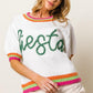 BiBi FIESTA Metallic Letter Short Puff Sleeve Sweater Sweaters