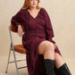 Plus Size Swiss Dot Tie Neck Flounce Sleeve Maxi Dress - DAVERRI FASHIONS