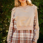 And The Why Full Size Double Layered Plaid Contrast Sweatshirt - DAVERRI FASHIONS