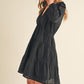 Aemi + Co Notched Balloon Sleeve Tiered Mini Dress Mini Dresses