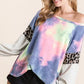 BiBi Tie Dye Terry Top with Contrast Puff Sleeves - DAVERRI FASHIONS