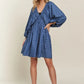 ADORA Batwing Sleeves Floral Dress DENIM WHITE