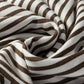 Stripe elastic high waist pocketed loose pants with brown and white striped scarf