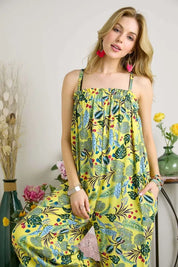 ADORA Elastic Detail Tropical Jumpsuit | Jumpsuits Daverri Fashions