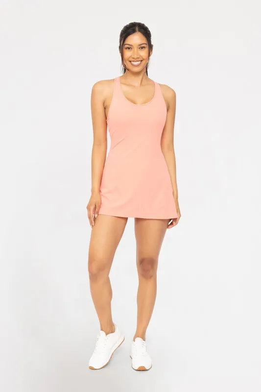 MONO B Twist Racerback Fit-and-Flare Dress WATERMELON