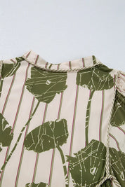 Printed Tie Neck Balloon Sleeve Mini Dress | Dresses Daverri Fashions