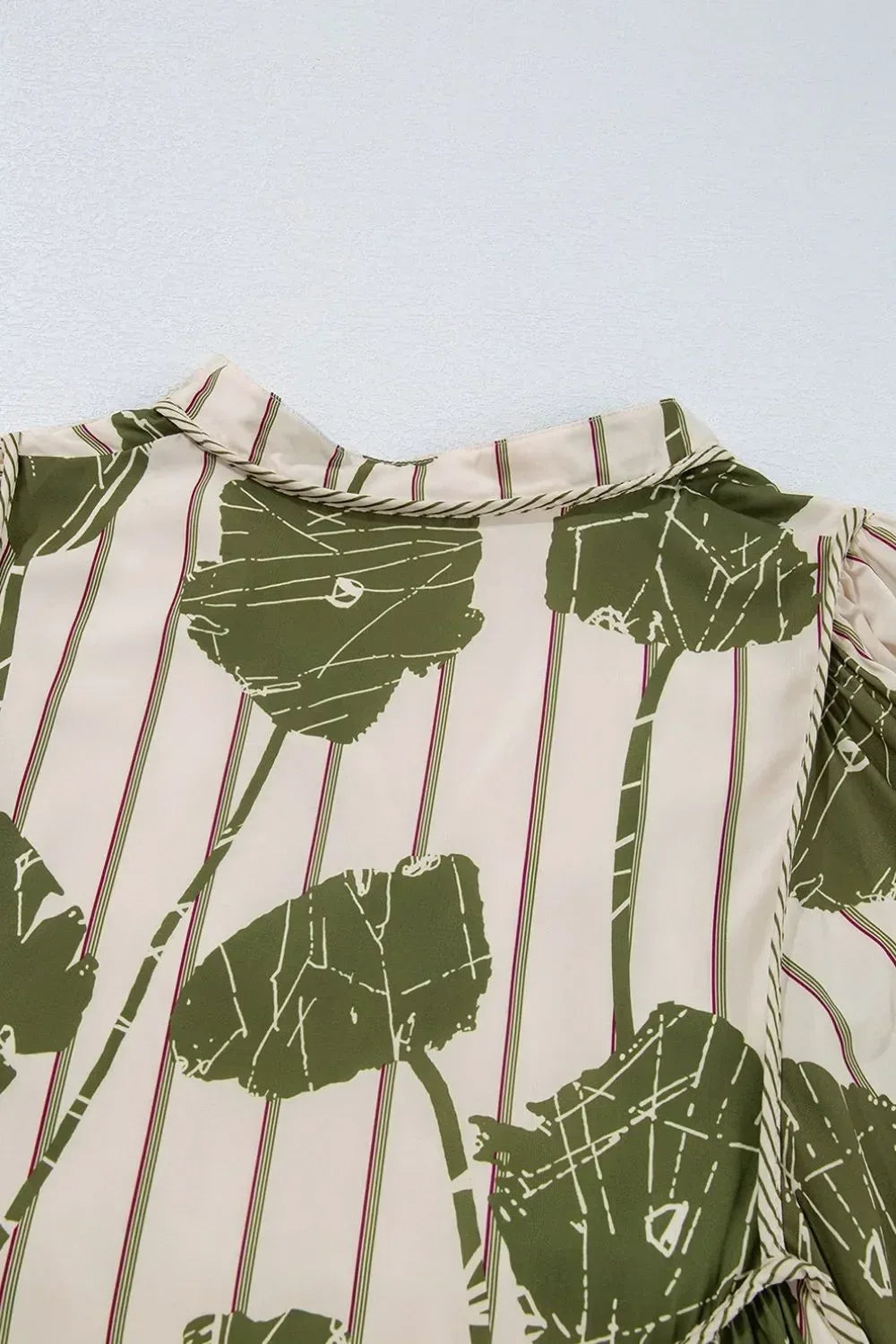 Printed Tie Neck Balloon Sleeve Mini Dress - DAVERRI FASHIONS