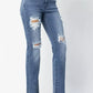 Judy Blue Full Size Mid Rise Destroy Straight Jeans Plus Size - DAVERRI FASHIONS