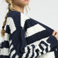 Umgee Cable-Knit Stripe Button-Up Cardigan - DAVERRI FASHIONS