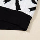 Bow Pattern Long Sleeve Contrast Sweater - DAVERRI FASHIONS
