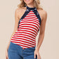 BiBi Stripe Jersey with Star Halter Neck with Tie Back Tops