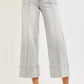 Light gray Risen tummy control mid-rise crop wide-leg jeans with pintucks