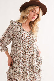 And The Why Leopard Ruffle Hem Woven Mini Dress | Daverri Fashions