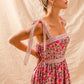 SO ME floral maxi dress in pink print with lace trim and ribbon tie straps
