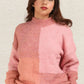 VERY J Color Block Mock Neck Drop Shoulder Sweater Pink - DAVERRI FASHIONS