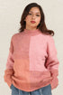 VERY J Color Block Mock Neck Drop Shoulder Sweater Pink - DAVERRI FASHIONS