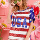 BiBi American Flag Theme USA Lettering Sequin Top Tops