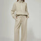 Half Zip Long Sleeve Top and Pants Set - DAVERRI FASHIONS