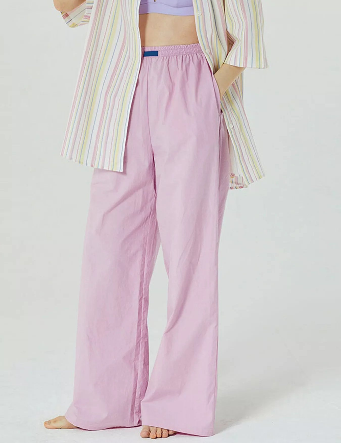 Lilac Elastic Waist Wide Leg Pants | Loungewear Pants Daverri Fashions