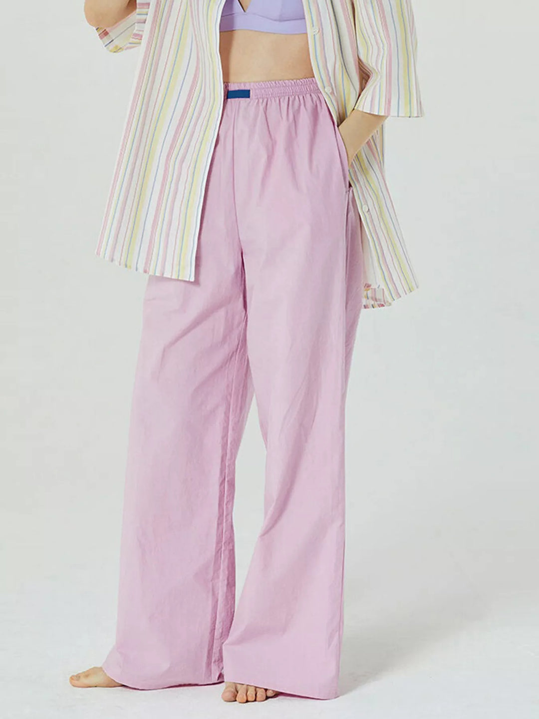 Lilac Elastic Waist Wide Leg Pants | Loungewear Pants Daverri Fashions