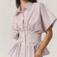 Striped Short Sleeve Button-Up Shirt - DAVERRI FASHIONS