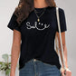 SMILE Round Neck Short Sleeve T-Shirt - DAVERRI FASHIONS