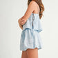 MABLE Embroidered Crop Cami and Balloon Mini Skirt Set Outfit Sets
