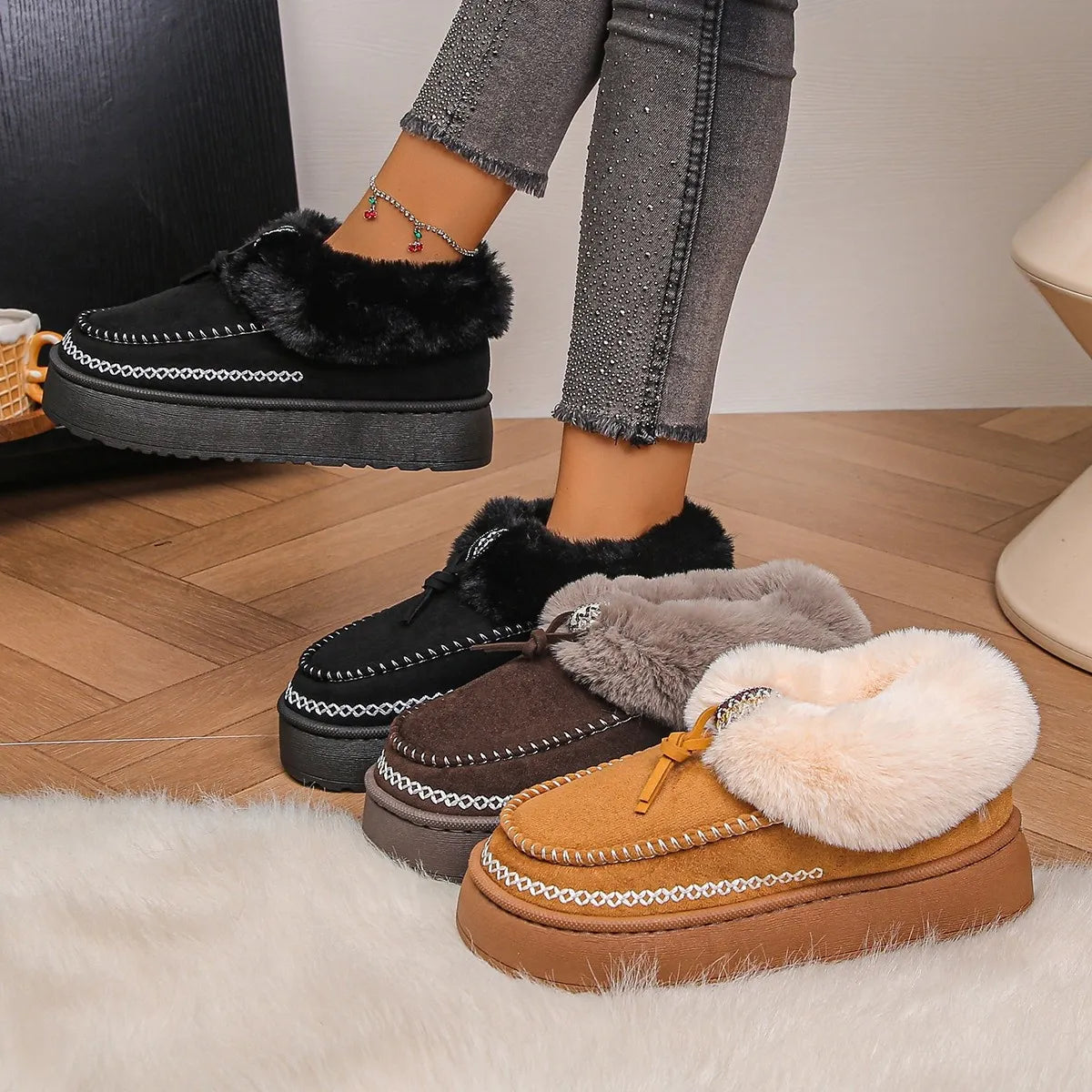 Cozy Fur-Lined Winter Platform Boots | Boots Daverri Fashions