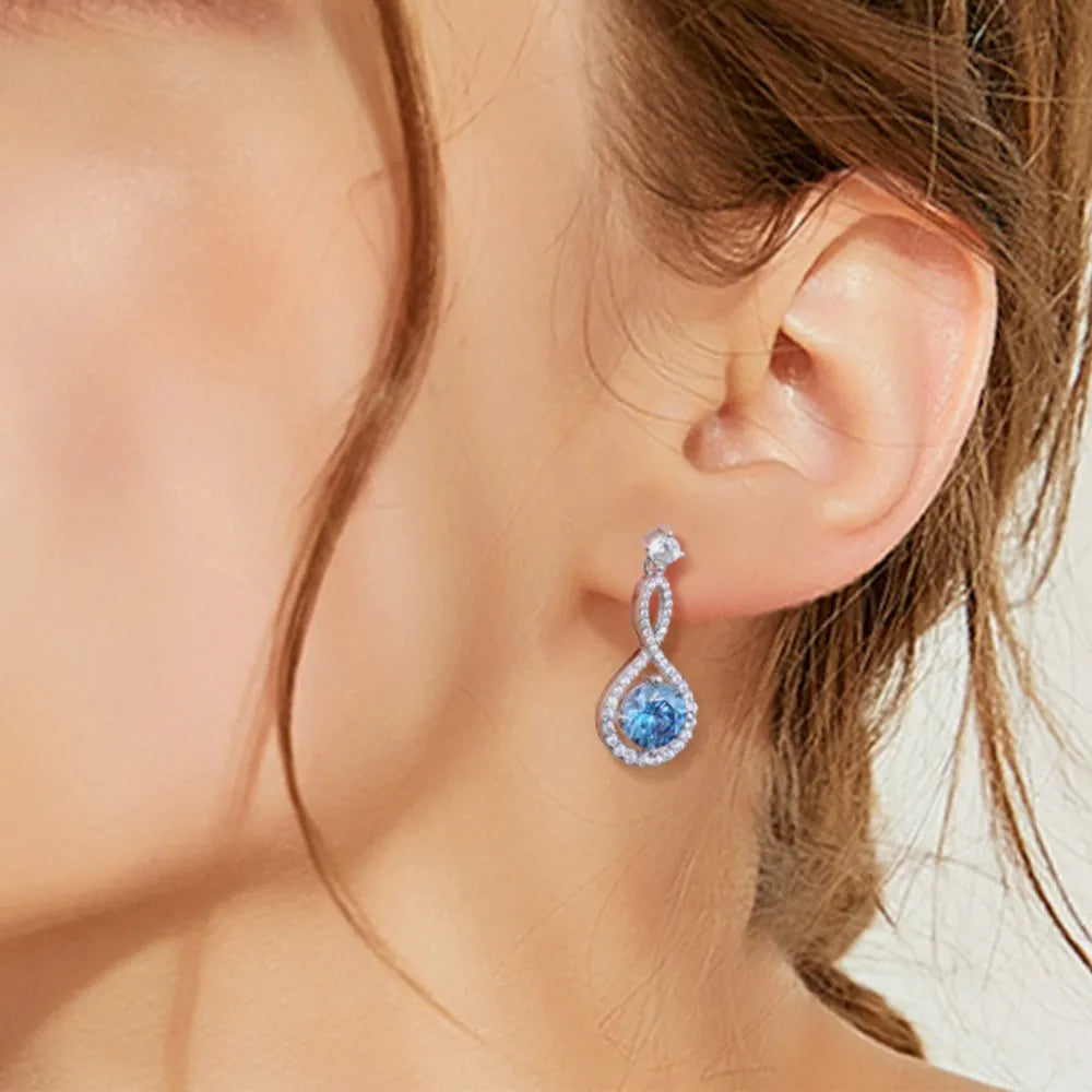 Royal Blue One Size 1 Carat Moissanite 925 Sterling Silver Earrings | Earrings Daverri Fashions