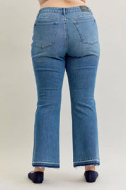 Judy Blue Full Size Mid Rise Slim Bootcut Tummy Control Release Hem Jeans Plus Size | Jeans Daverri Fashions