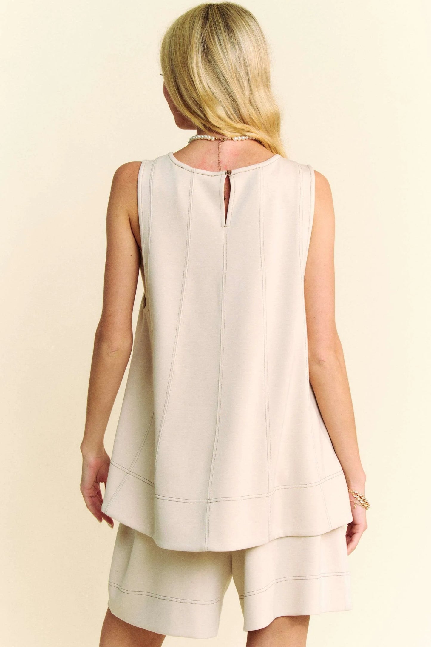 Davi & Dani Contrast Seam Top and Short Set Outfit Sets
