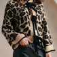 Leopard Print Bow-Tie Front Cropped Cardigan - DAVERRI FASHIONS