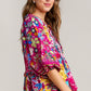 Umgee Full Size Floral Print Tie Neck Peplum Blouse Plus Size Blouses