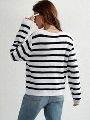 Striped Button Front Cardigan | Cardigans Daverri Fashions