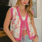 BiBi Leopard Sweater Vest With Front Tie and Scallop Detail Vests